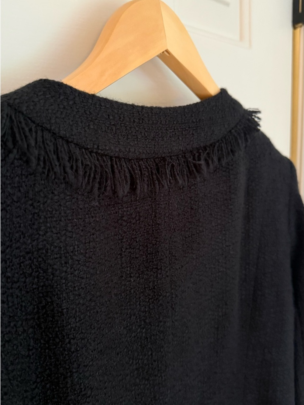 mac & jac Black Fringe-Trim Button Jacket - Picture 7 of 9